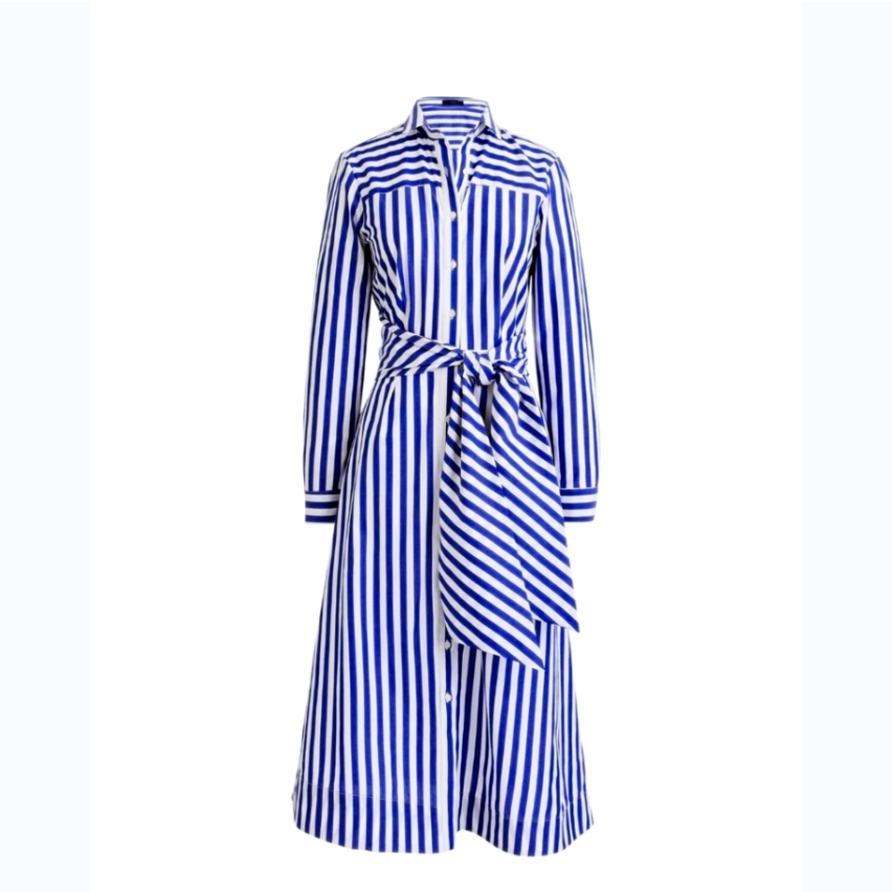 J Crew striped shirt dress sz 2 blue white new with tags